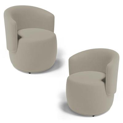 Kit 02 Poltronas Decorativas Aisha Orgânica Suede Bege - Abmaza