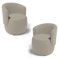 Kit 02 Poltronas Decorativas Aisha Orgânica Suede Bege - Abmaza - 1