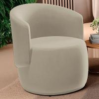 Kit 02 Poltronas Decorativas Aisha Orgânica Suede Bege - Abmaza - 2