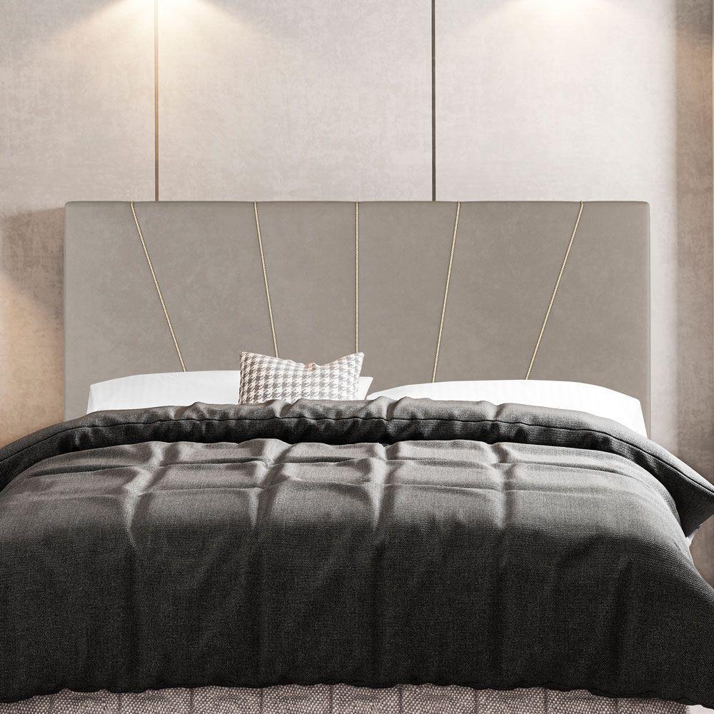 Cabeceira Cama Box Casal King Size Dallas 195cm Suede Bege - Abmaza - 2