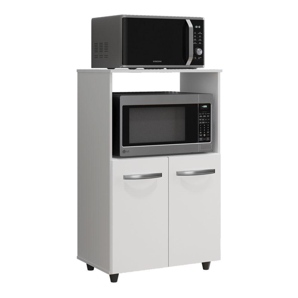 Armário Multiuso Cozinha Para Forno Micro-ondas Thaís 02 Portas Branco - Abmaza - 1