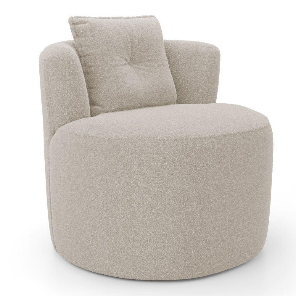 Poltrona Orgânica Living Bob Com 01 Almofada Bouclê Bege - Abmaza - 1