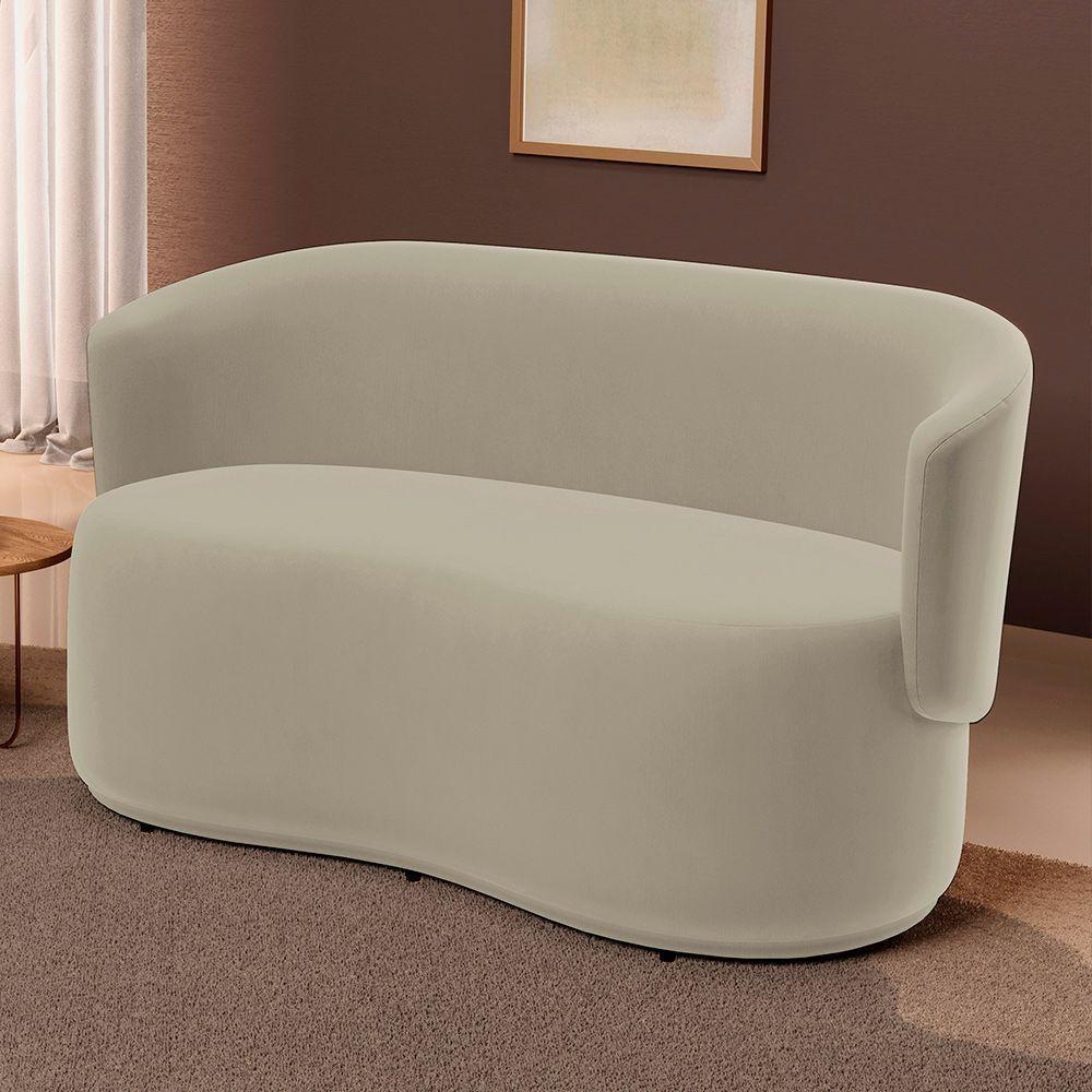 Poltrona Namoradeira Aisha 02 Lugares Orgânica Suede Bege - Abmaza - 2