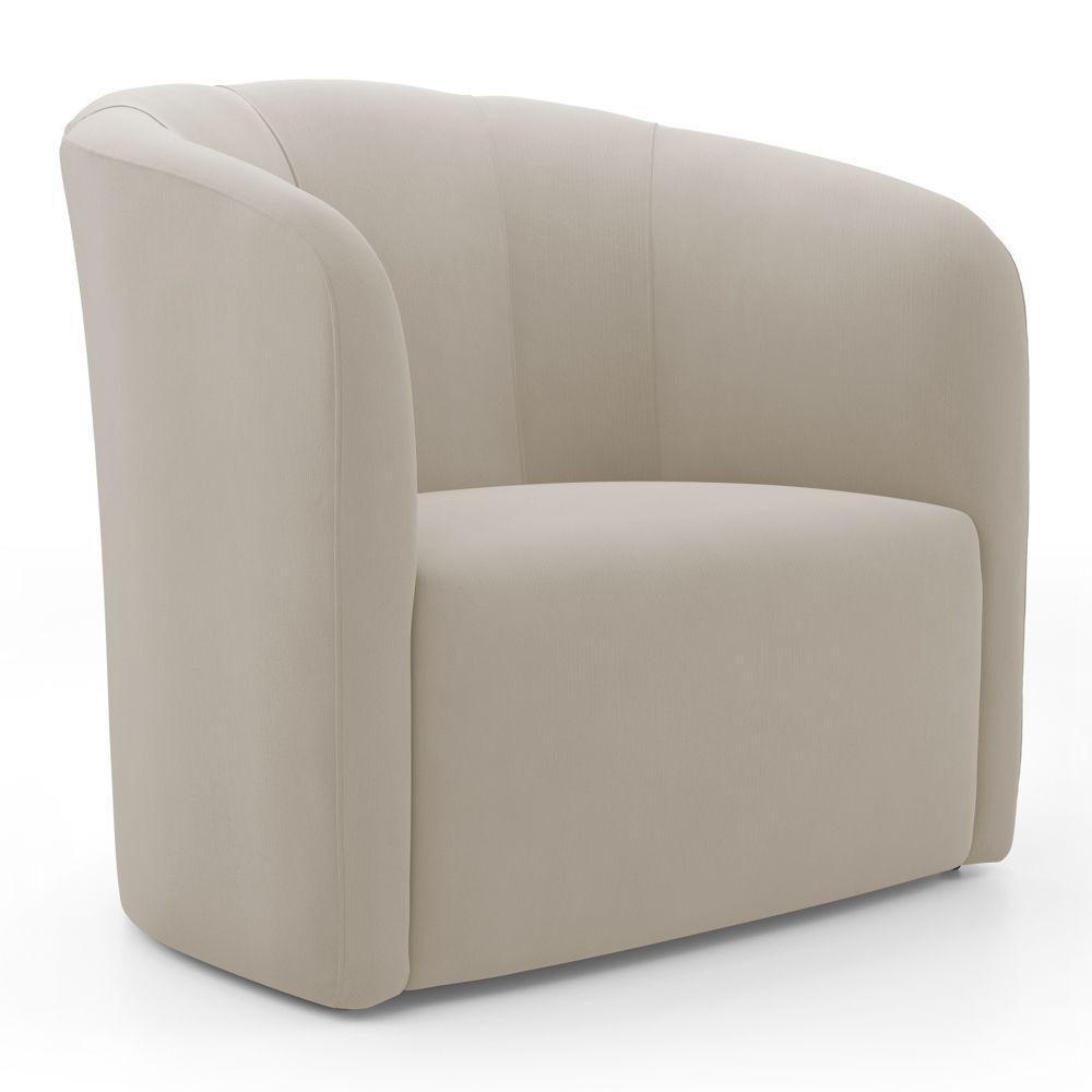 Poltrona Decorativa Living Abby Veludo Bege - Abmaza - 1