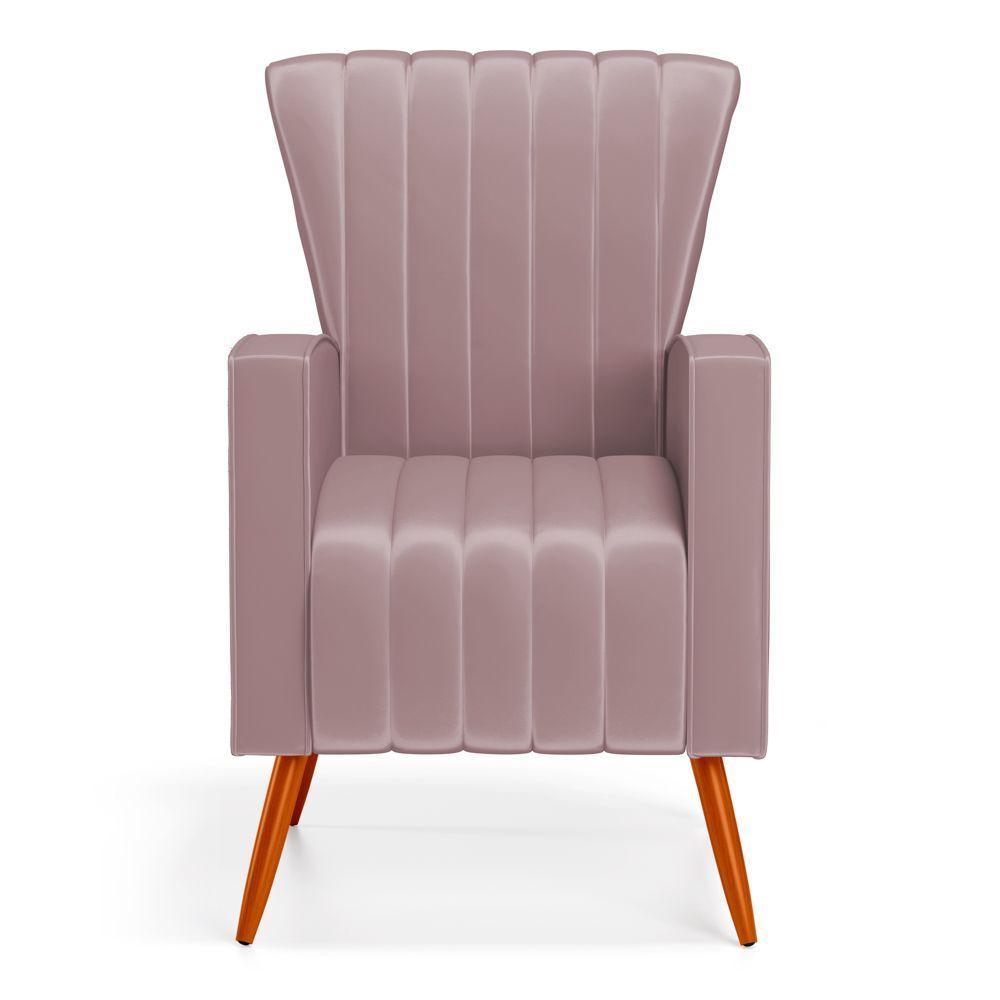 Poltrona Decorativa Melody Com Pés Palito Veludo Rosê - Abmaza - 3