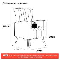 Poltrona Decorativa Melody Com Pés Palito Veludo Rosê - Abmaza