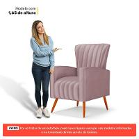 Poltrona Decorativa Melody Com Pés Palito Veludo Rosê - Abmaza - 6