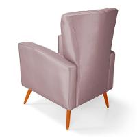 Poltrona Decorativa Melody Com Pés Palito Veludo Rosê - Abmaza - 7