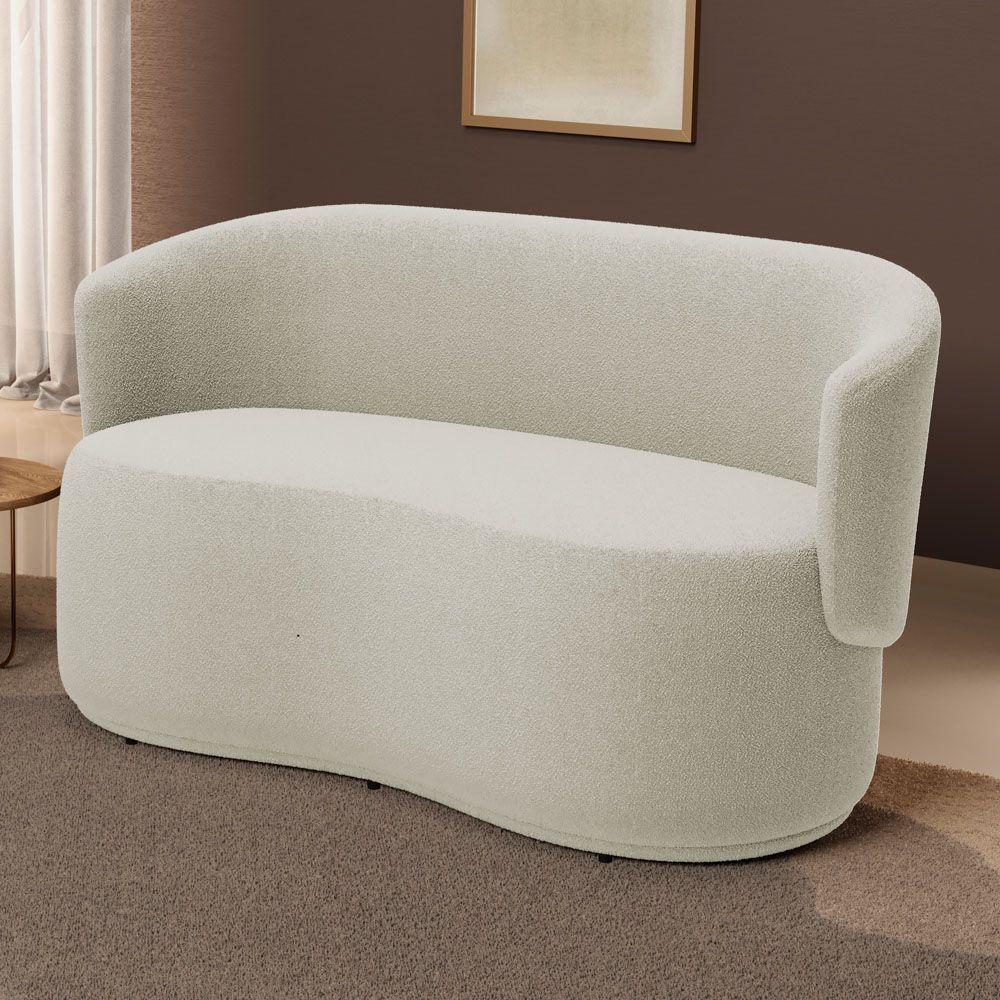 Poltrona Namoradeira Aisha 02 Lugares Orgânica Bouclê Bege - Abmaza - 2