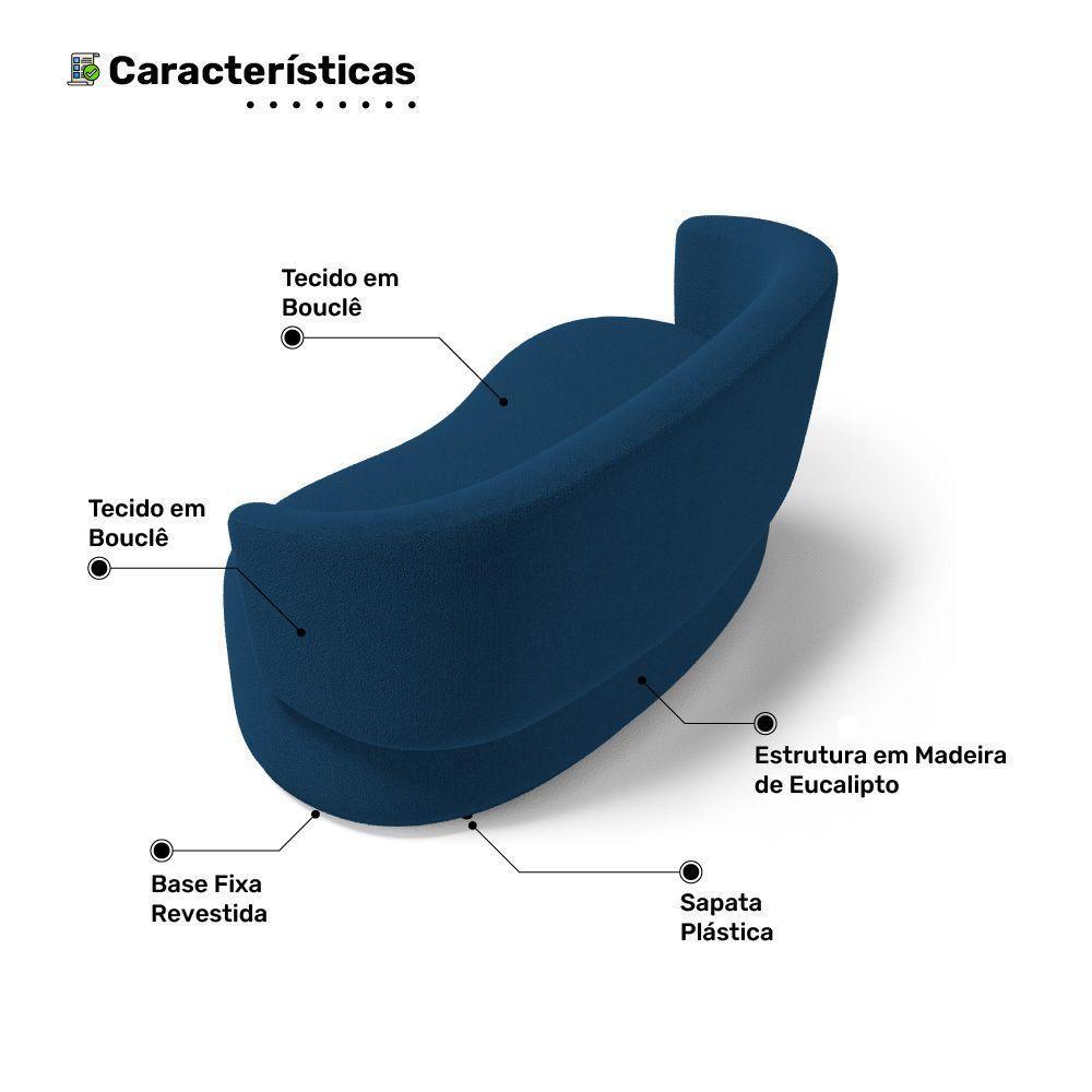 Kit Poltrona E Namoradeira Aisha Orgânica Bouclê Azul Marinho - Abmaza - 5