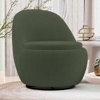 Kit 02 Poltronas Orgânicas Living Memphis Base Giratória Bouclê Verde Musgo - Abmaza - 2