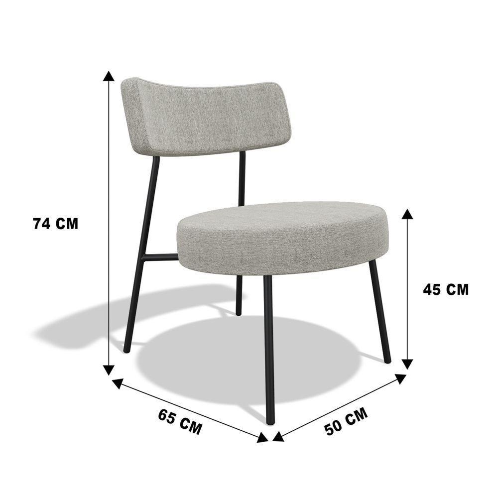 Kit 02 Poltronas Decorativas Sala De Estar Kobe Estofada Com Encosto Linho Cinza - Abmaza - 4