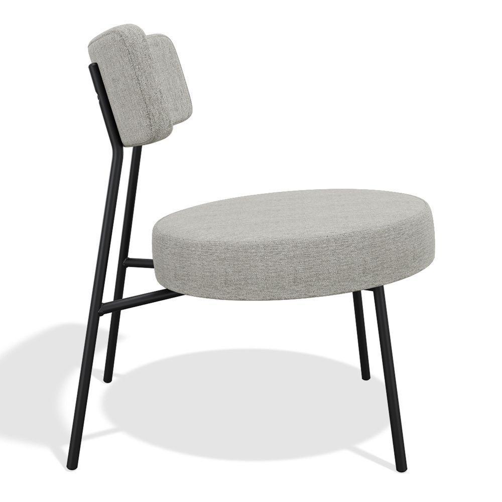 Kit 02 Poltronas Decorativas Sala De Estar Kobe Estofada Com Encosto Linho Cinza - Abmaza - 5