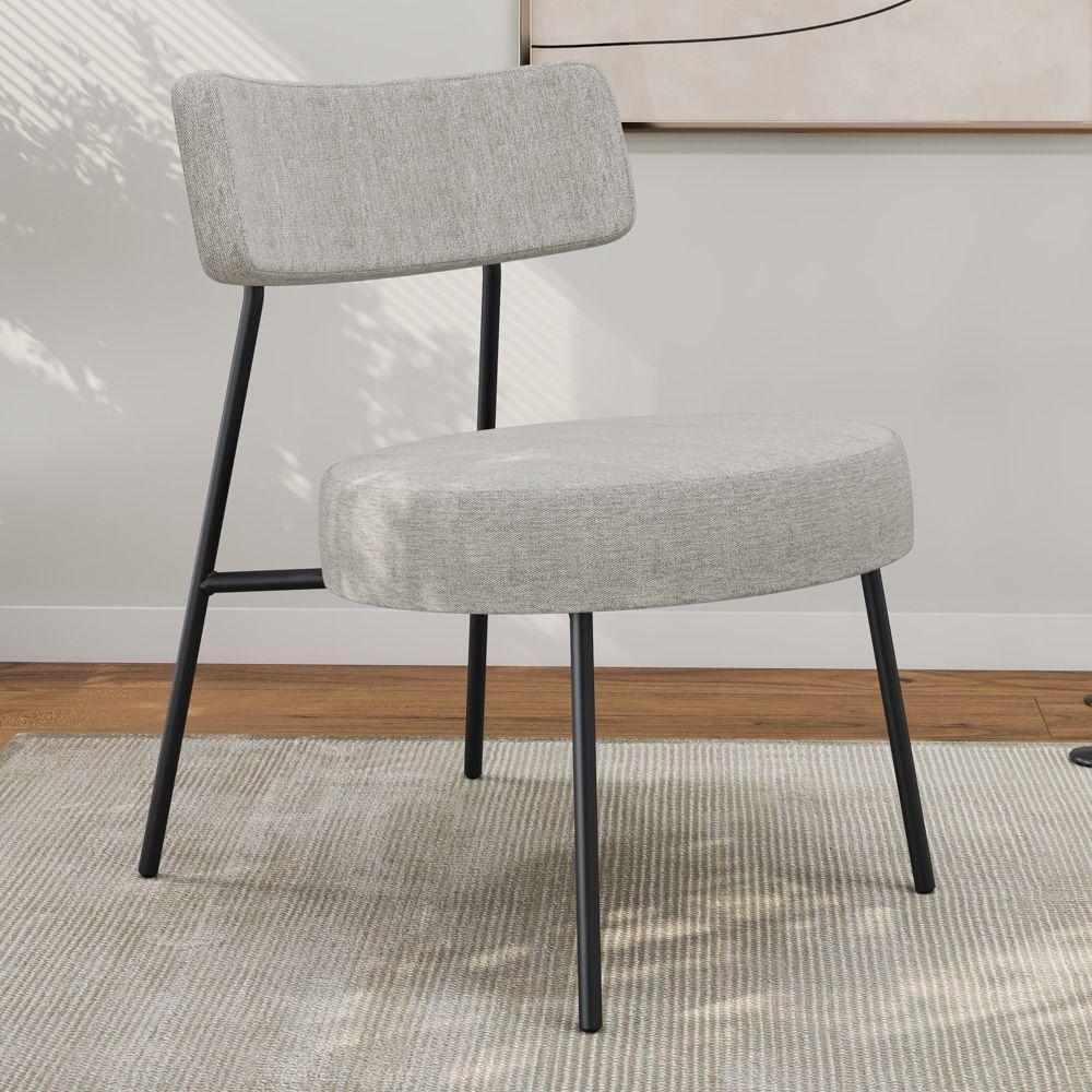 Kit 02 Poltronas Decorativas Sala De Estar Kobe Estofada Com Encosto Linho Cinza - Abmaza - 6