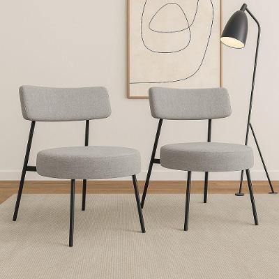 Kit 02 Poltronas Decorativas Sala De Estar Kobe Estofada Com Encosto Linho Cinza - Abmaza