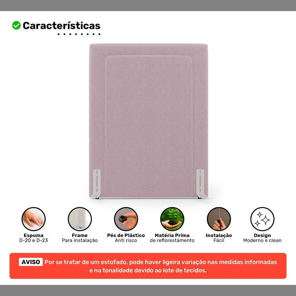 Cabeceira Cama Box Solteiro Alba 90cm Com Frame Bouclé Rosé - Abmaza - 3