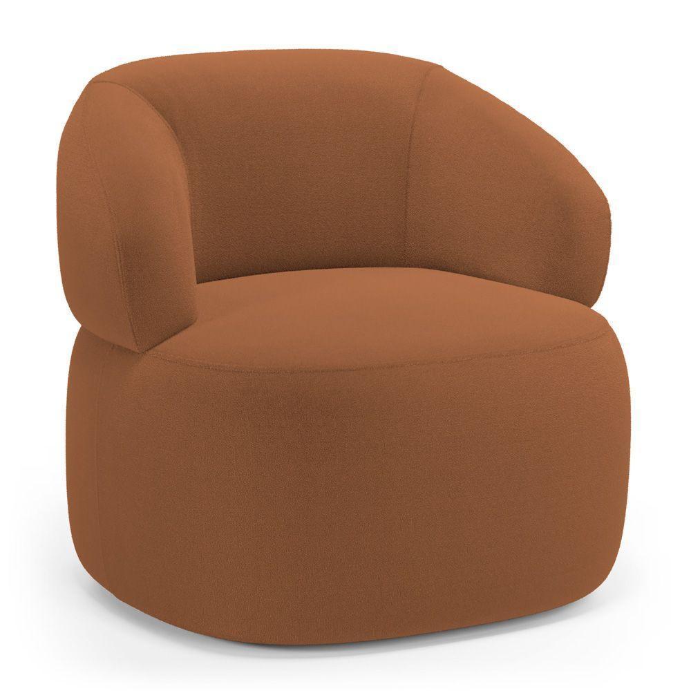 Kit 02 Poltronas Orgânicas Giratória Living Glee Bouclê Terracota - Abmaza - 7