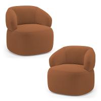 Kit 02 Poltronas Orgânicas Giratória Living Glee Bouclê Terracota - Abmaza - 1