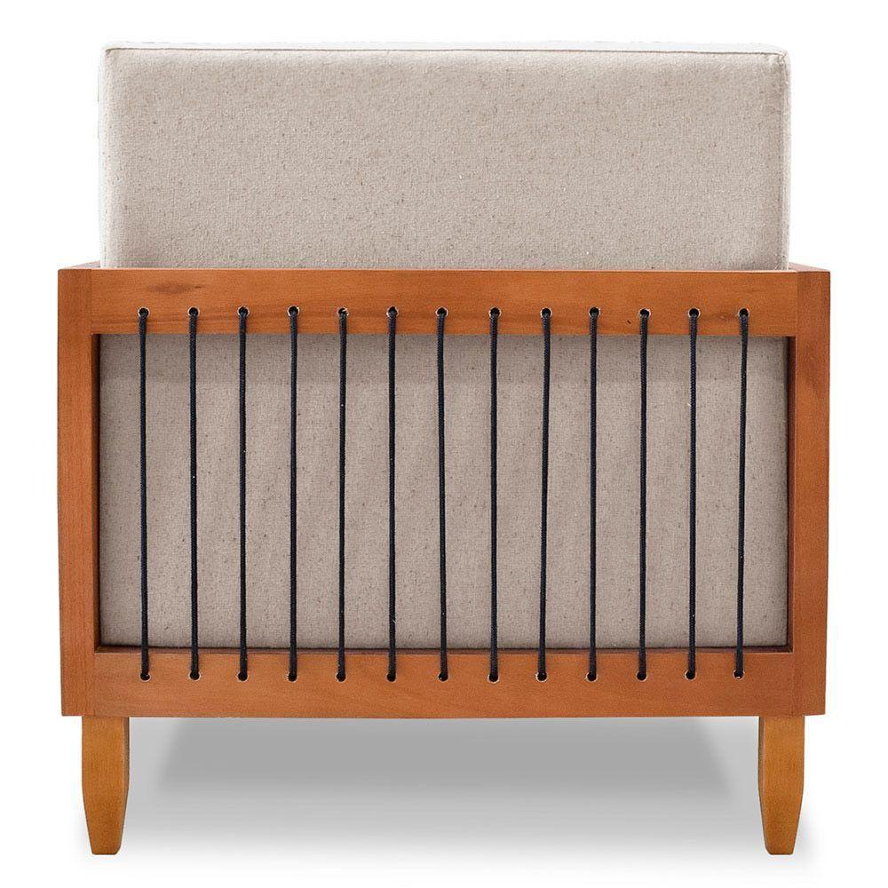 Kit 02 Poltronas Varanda Samoa Madeira Maciça Com Cordas Náutica Linho Rústico Areia - Abmaza - 6