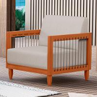 Kit 02 Poltronas Varanda Samoa Madeira Maciça Com Cordas Náutica Linho Rústico Areia - Abmaza - 2