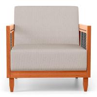 Kit 02 Poltronas Varanda Samoa Madeira Maciça Com Cordas Náutica Linho Rústico Areia - Abmaza - 9