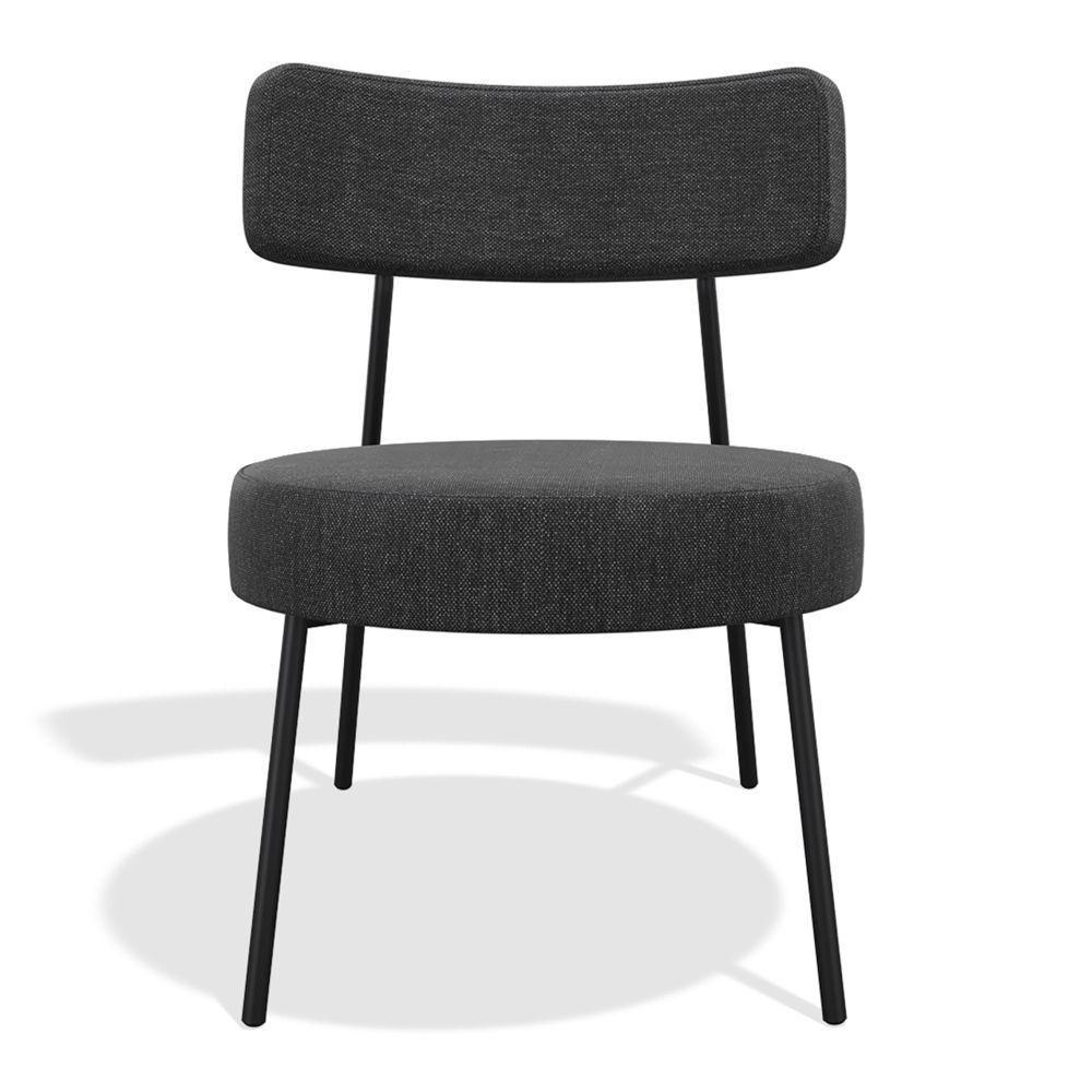 Poltrona Decorativa Sala De Estar Kobe Estofada Com Encosto Linho Grafite - Abmaza - 2