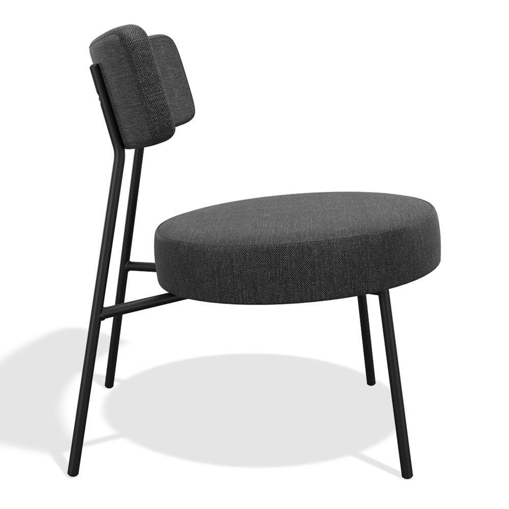 Poltrona Decorativa Sala De Estar Kobe Estofada Com Encosto Linho Grafite - Abmaza - 6