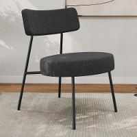 Poltrona Decorativa Sala De Estar Kobe Estofada Com Encosto Linho Grafite - Abmaza - 1