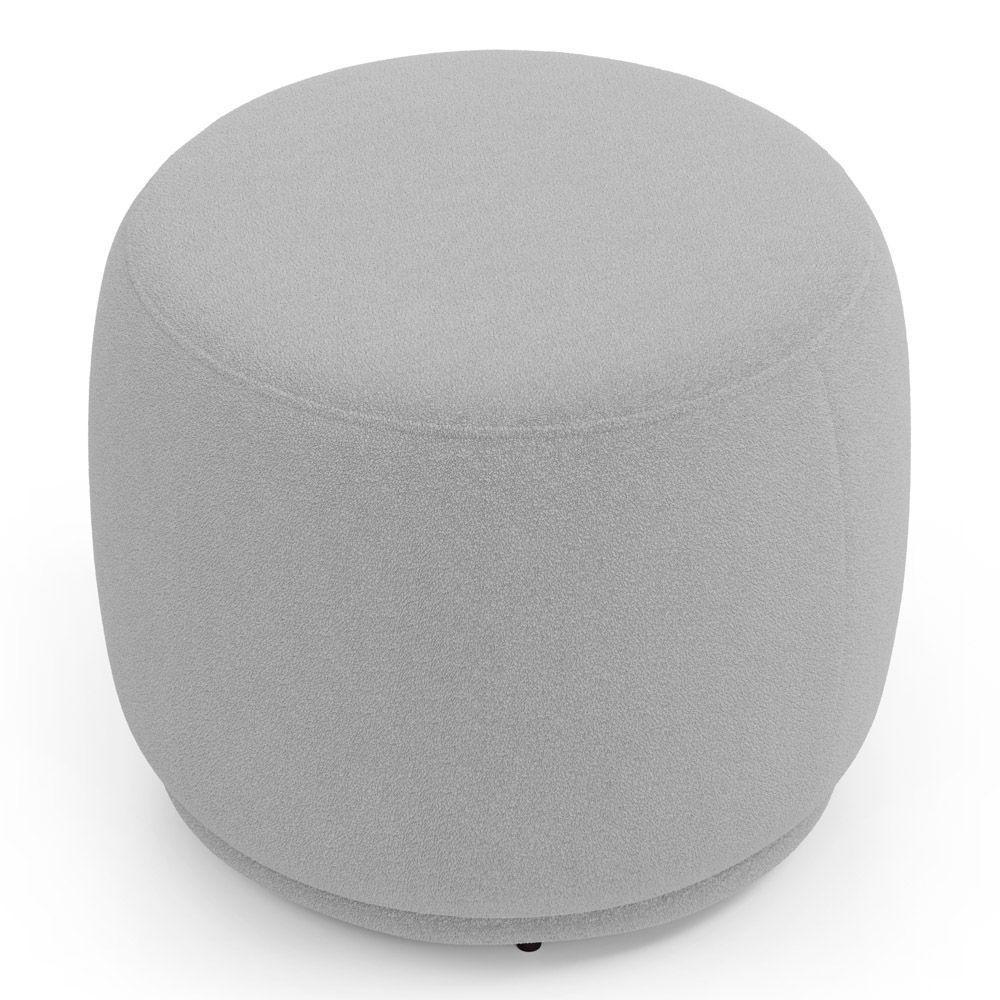 Puff Decorativo Orgânico Living Molly Redondo Bouclê Cinza Claro - Abmaza - 5