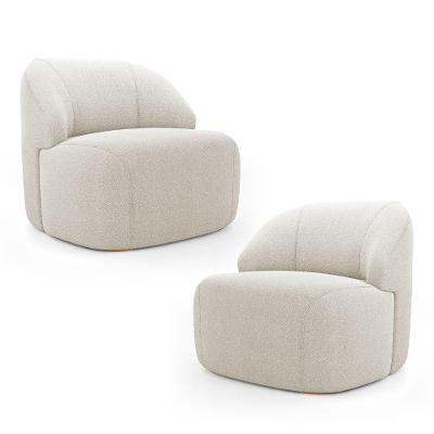 Kit 02 Poltronas Decorativas Kaya Orgânica Bouclê Bege - Abmaza