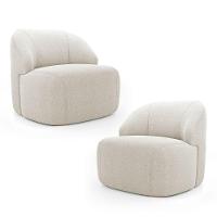 Kit 02 Poltronas Decorativas Kaya Orgânica Bouclê Bege - Abmaza - 1