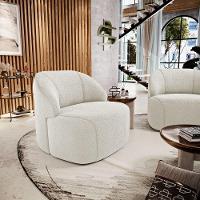 Kit 02 Poltronas Decorativas Kaya Orgânica Bouclê Bege - Abmaza - 9