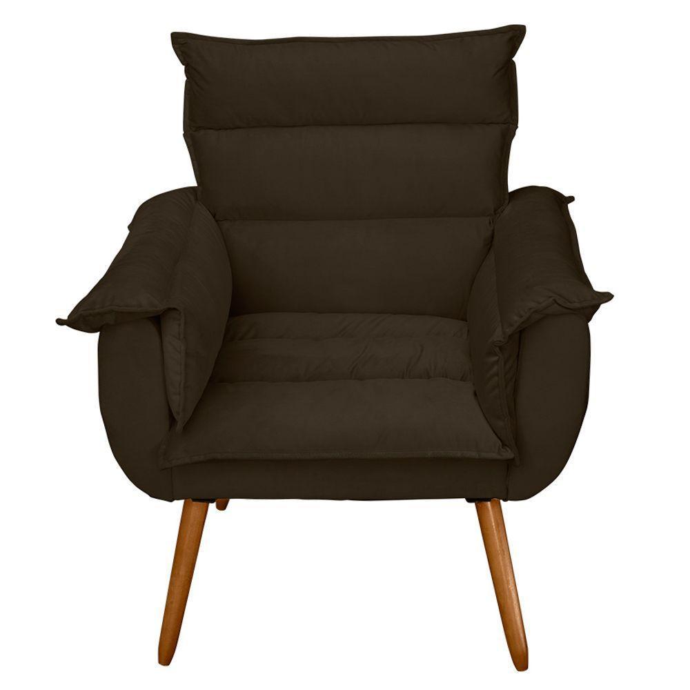Kit 02 Poltronas Decorativas Modernas Sala E Recepção Monza Pés Palito Suede Marrom - Abmaza - 5