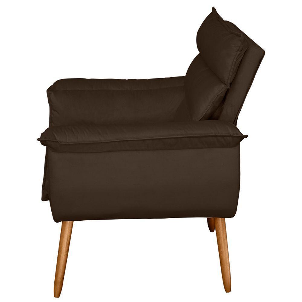 Kit 02 Poltronas Decorativas Modernas Sala E Recepção Monza Pés Palito Suede Marrom - Abmaza - 6