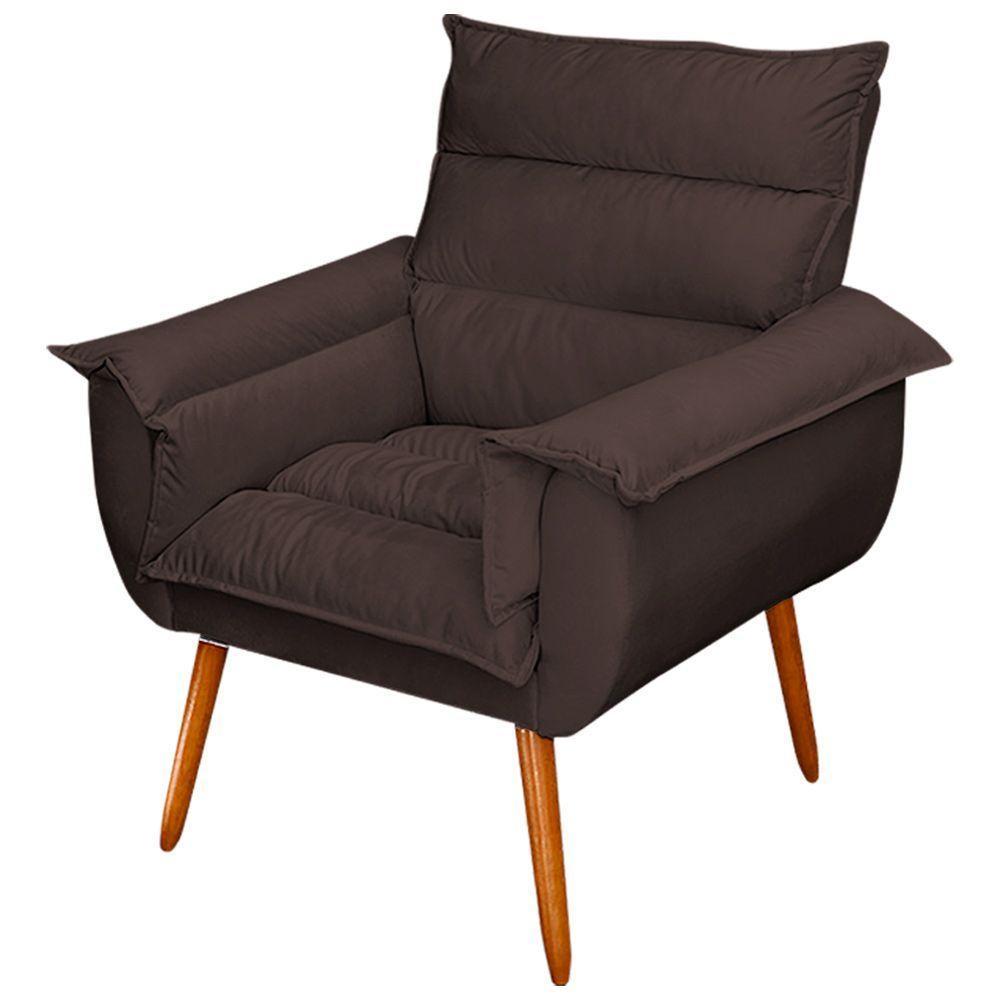 Kit 02 Poltronas Decorativas Modernas Sala E Recepção Monza Pés Palito Suede Marrom - Abmaza - 8