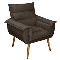 Kit 02 Poltronas Decorativas Modernas Sala E Recepção Monza Pés Palito Suede Marrom - Abmaza - 9