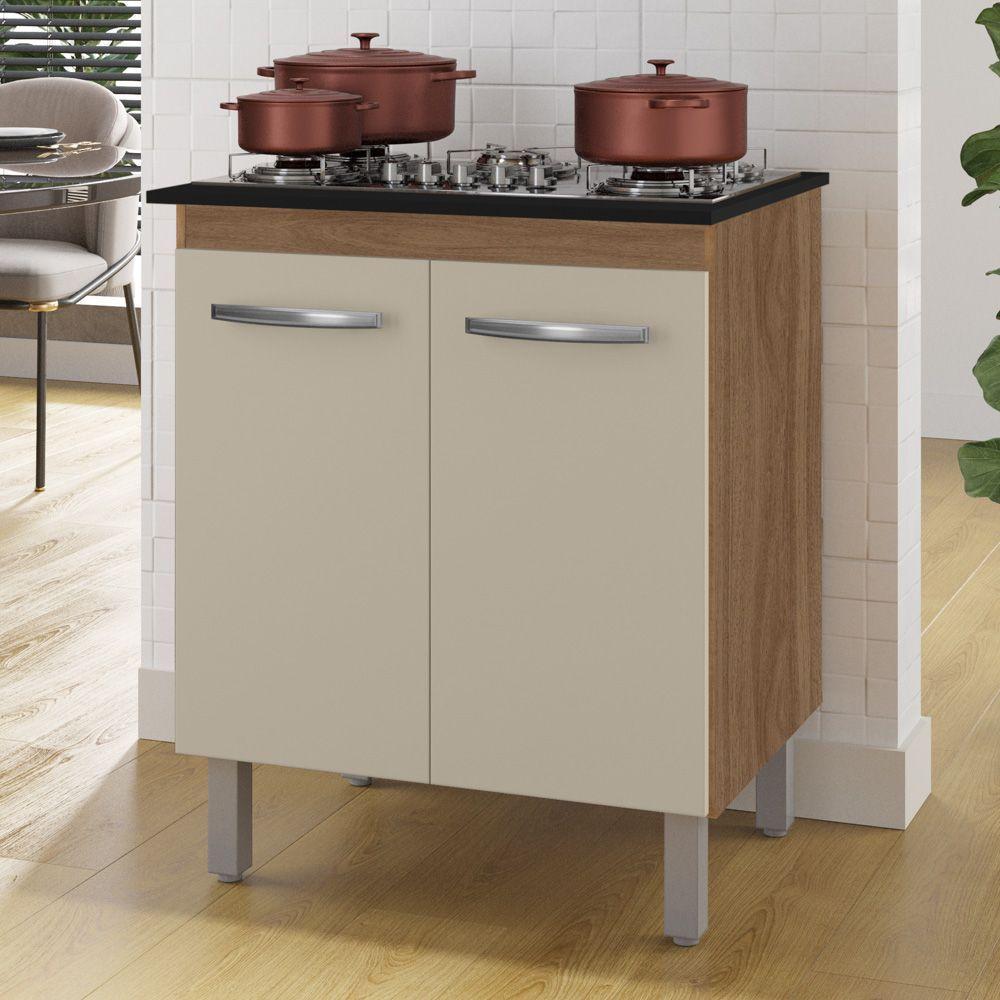 Balcão Para Cooktop Jady 70cm 02 Portas Com Tampo Recortado Savana Off White - Abmaza - 2