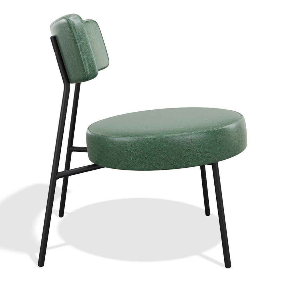 Kit 02 Poltronas Decorativas Sala De Estar Kobe Estofada Com Encosto Couríssimo Verde - Abmaza - 5