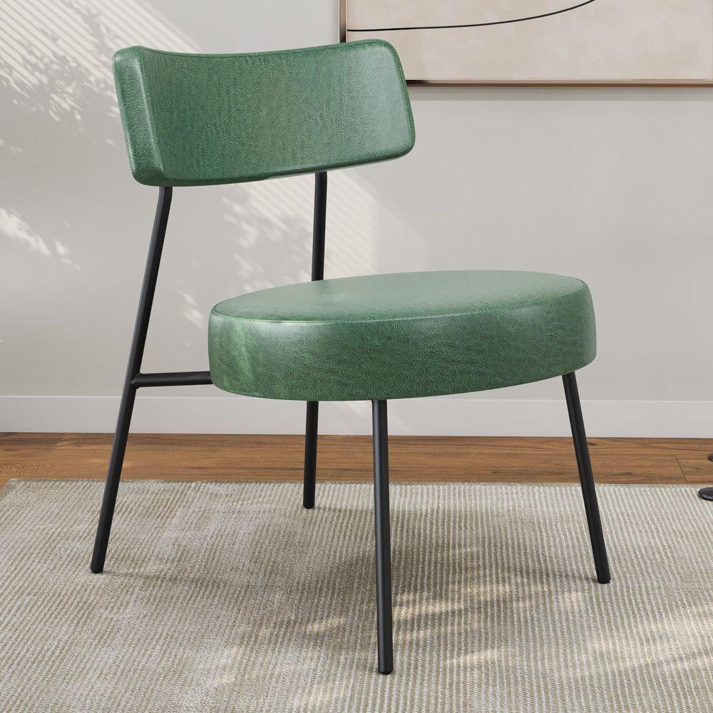 Kit 02 Poltronas Decorativas Sala De Estar Kobe Estofada Com Encosto Couríssimo Verde - Abmaza - 6