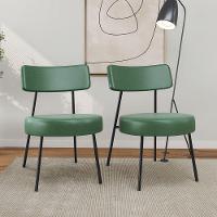 Kit 02 Poltronas Decorativas Sala De Estar Kobe Estofada Com Encosto Couríssimo Verde - Abmaza - 1