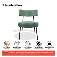 Kit 02 Poltronas Decorativas Sala De Estar Kobe Estofada Com Encosto Couríssimo Verde - Abmaza - 3