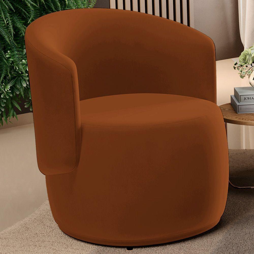 Poltrona Decorativa Aisha Orgânica Veludo Terracota - Abmaza - 2
