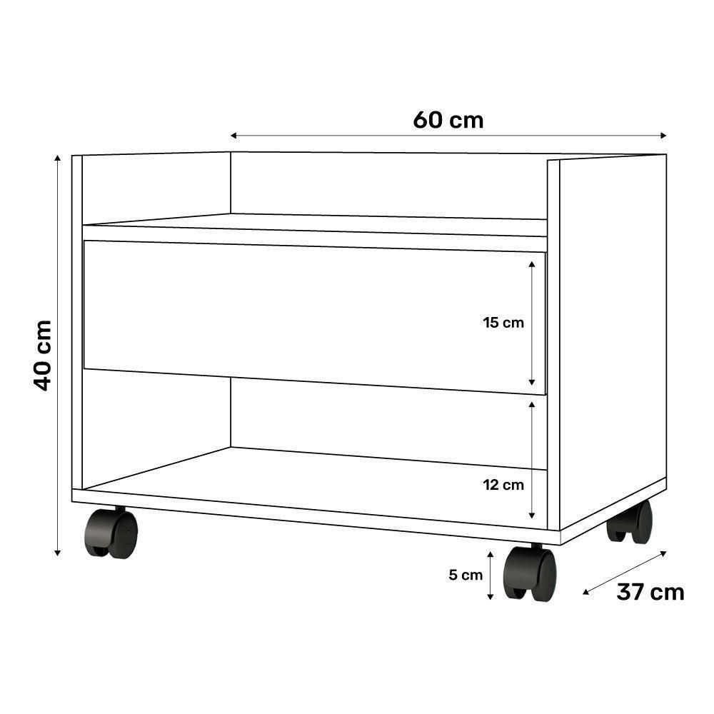 Gabinete Armário Mesa De Cabeceira Multiuso Ivy 60cm 100% Mdf Bp Com 01 Gaveta Branco - Abmaza - 4