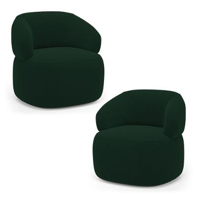 Kit 02 Poltronas Orgânicas Giratória Living Glee Veludo Verde Escuro - Abmaza