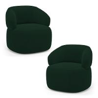 Kit 02 Poltronas Orgânicas Giratória Living Glee Veludo Verde Escuro - Abmaza - 1