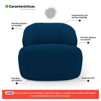 Kit 02 Poltronas Decorativas Kaya Orgânica Bouclê Azul Marinho - Abmaza - 3