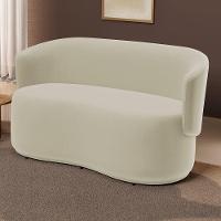 Poltrona Namoradeira Aisha 02 Lugares Orgânica Suede Bege Claro - Abmaza - 2