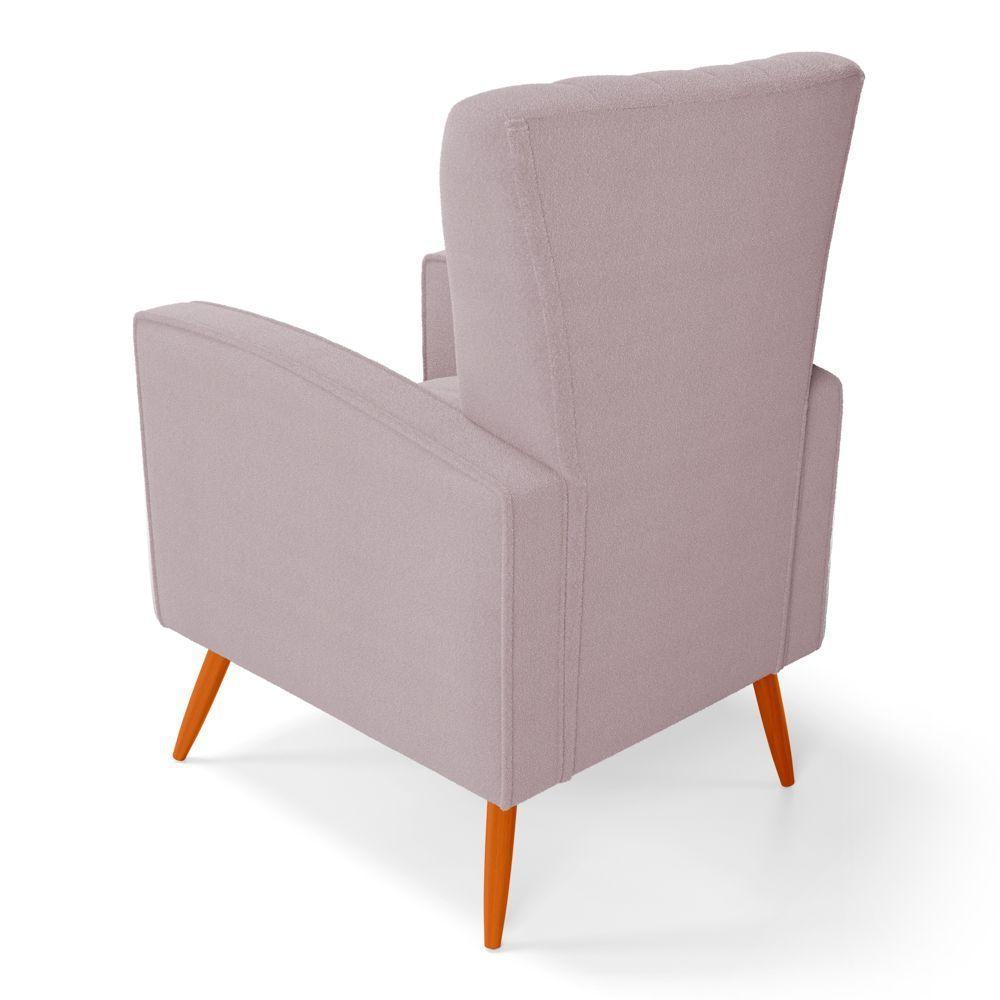Poltrona Decorativa Melody Com Pés Palito Bouclê Rosê - Abmaza - 7