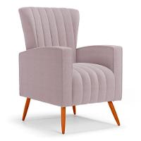 Poltrona Decorativa Melody Com Pés Palito Bouclê Rosê - Abmaza - 1