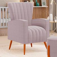 Poltrona Decorativa Melody Com Pés Palito Bouclê Rosê - Abmaza - 2